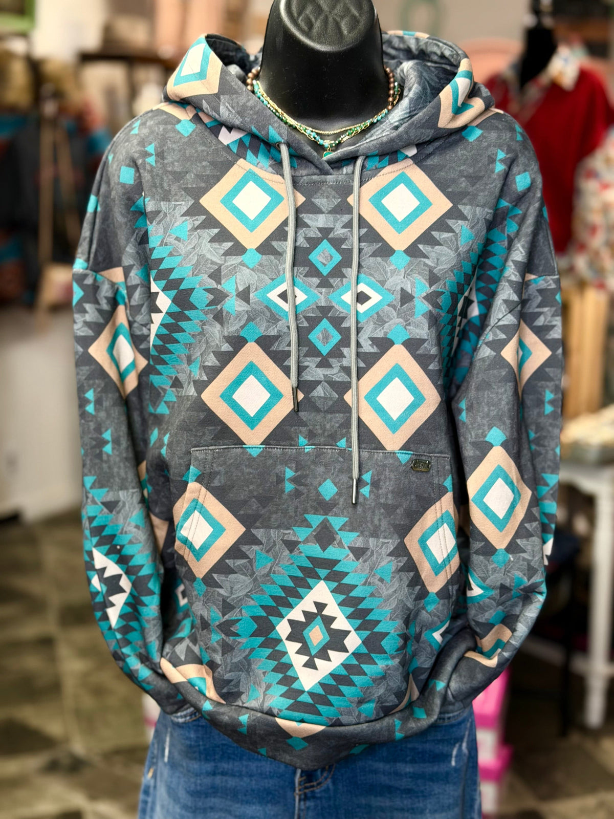 Shop Envi Me Cardigans and Kimonos The Tonya Turquoise Aztec Sweatshirt