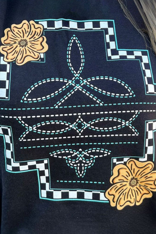 Shop Envi Me Cardigans and Kimonos The Tooled 🤠 Bootstitch Checkerboard Cowboy Sweatshirt