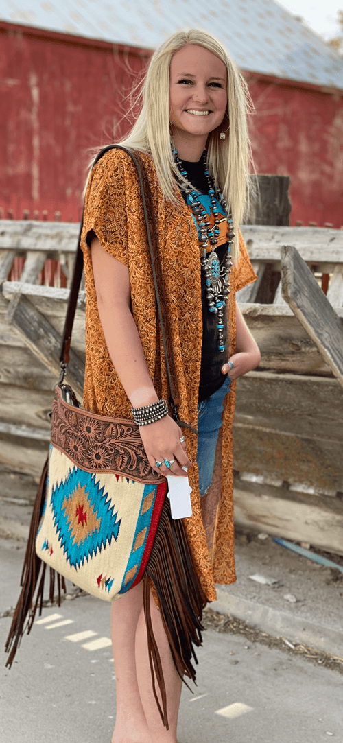 Peach Love Cardigans and Kimonos The Tooled Macy Mustard Kimono