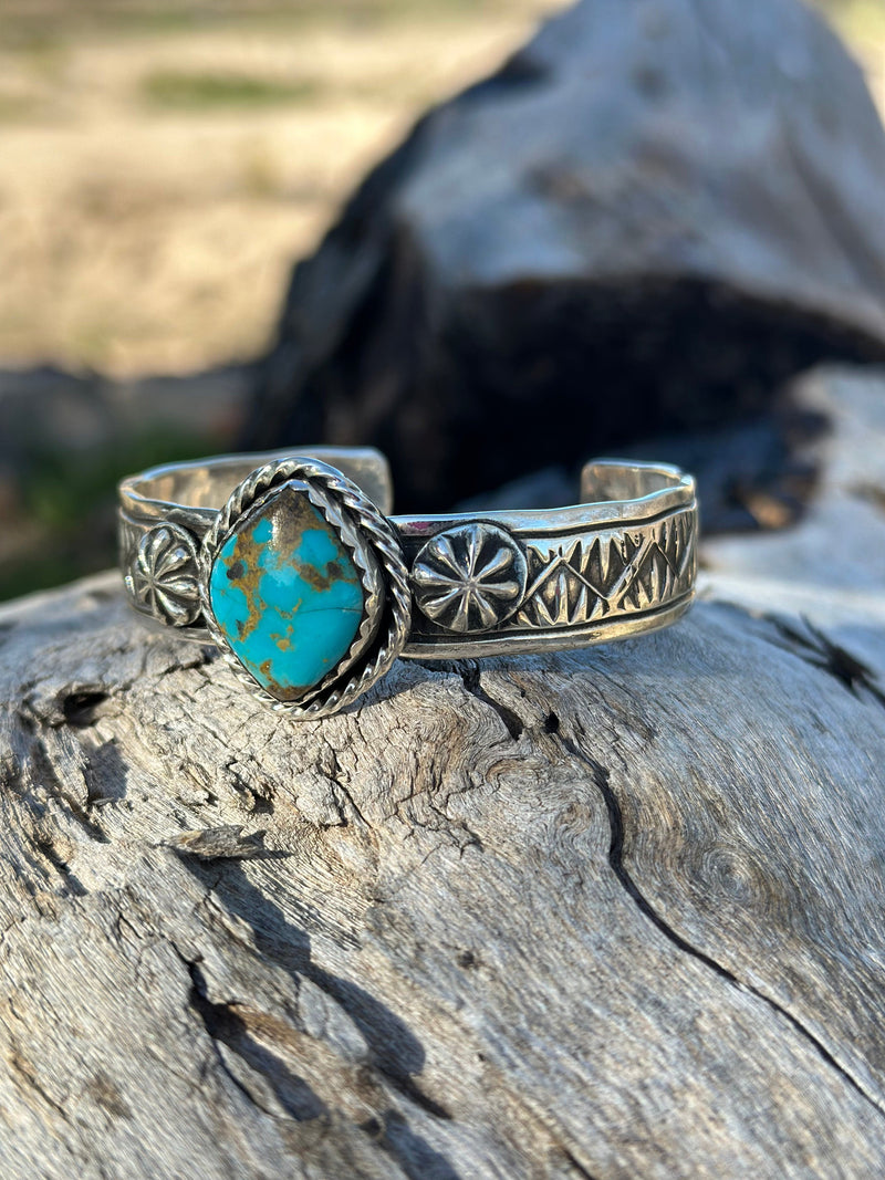 Silver and turquoise online cuff