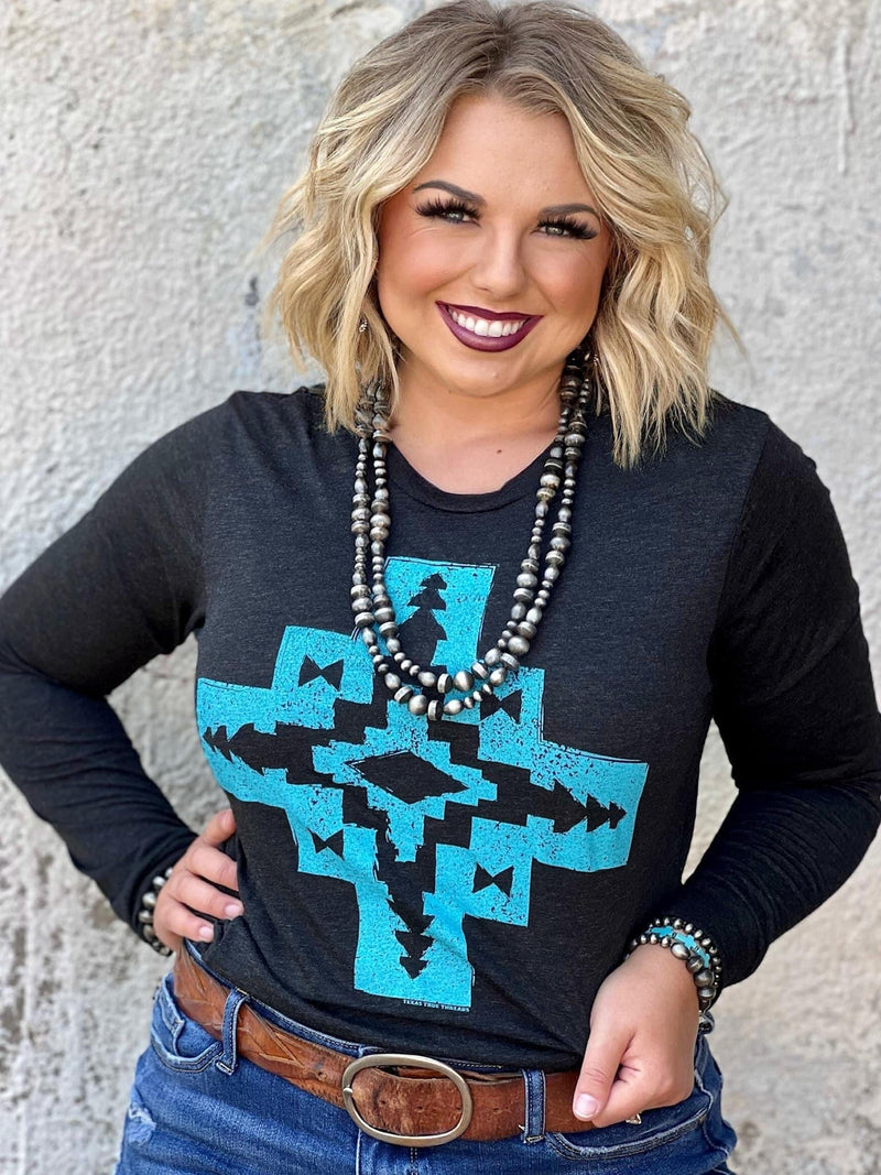 Shop Envi Me It's T-shirt Kinda Day The Turquoise Aztec Isabel Tribal Long Sleeve T