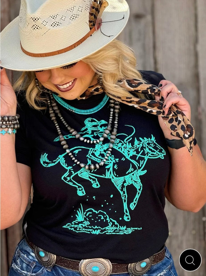 Shop Envi Me It's T-shirt Kinda Day The Turquoise Bucking Horse V Neck Tee