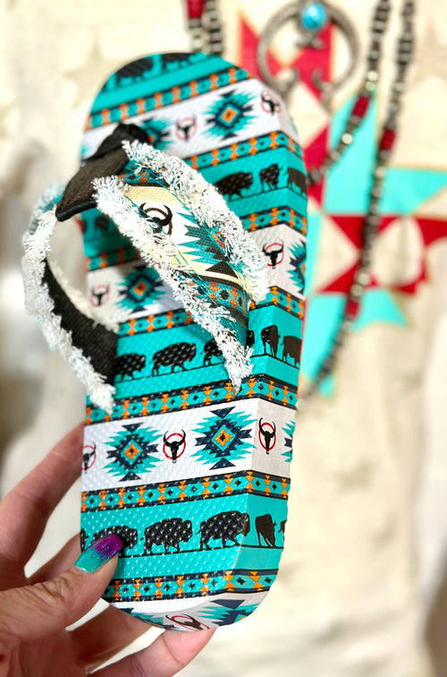 Yellow Box Footwear The Turquoise Buffalo Flip Flop Sandal