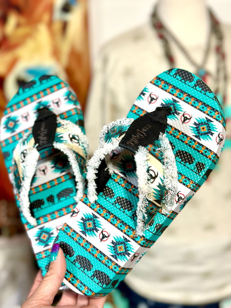 Yellow Box Footwear The Turquoise Buffalo Flip Flop Sandal