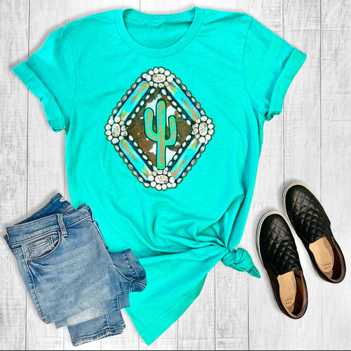 Shop Envi Me It's T-shirt Kinda Day The Turquoise Cactus Tee