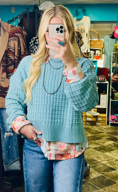 Shop Envi Me Cardigans and Kimonos The Turquoise Calistoga Chenille Knit Sweater