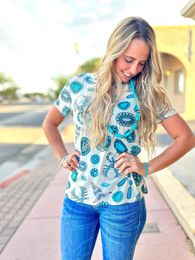 Shop Envi Me Tops and Tunics The Turquoise Concho Mesh Top