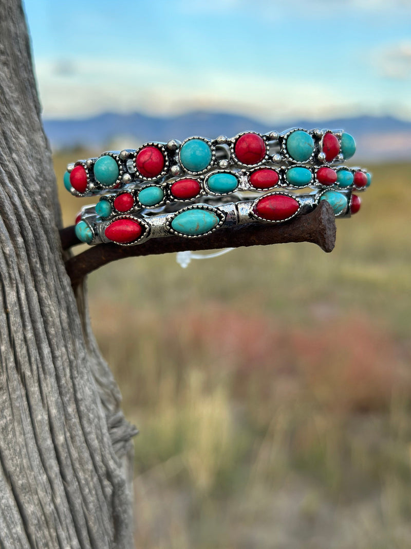 Shop Envi Me Bracelets The Turquoise & Coral Stack Bracelet Set