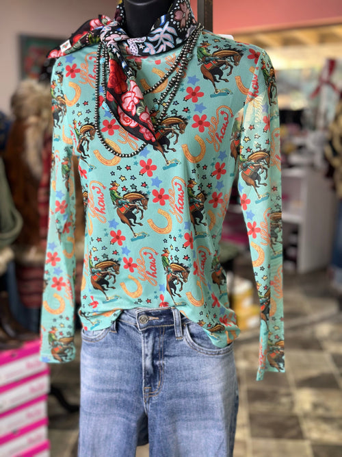 Shop Envi Me It's T-shirt Kinda Day The Turquoise Cowgirl Mesh Top