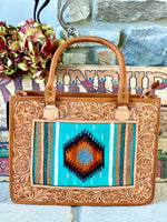 Shop Envi Me Arm Candy Turq Wool The Turquoise Navajo Wool Tooled Leather Rodeo Secretary Bag