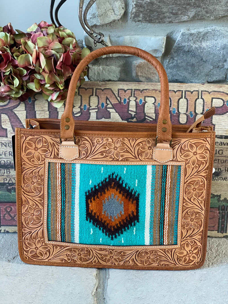 Shop Envi Me Arm Candy Turq Wool The Turquoise Navajo Wool Tooled Leather Rodeo Secretary Bag