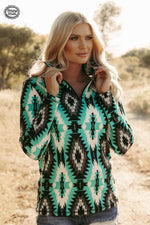 Shop Envi Me Tops and Tunics The Turquoise On The Mesa Quarter Zip Aztec Pullover