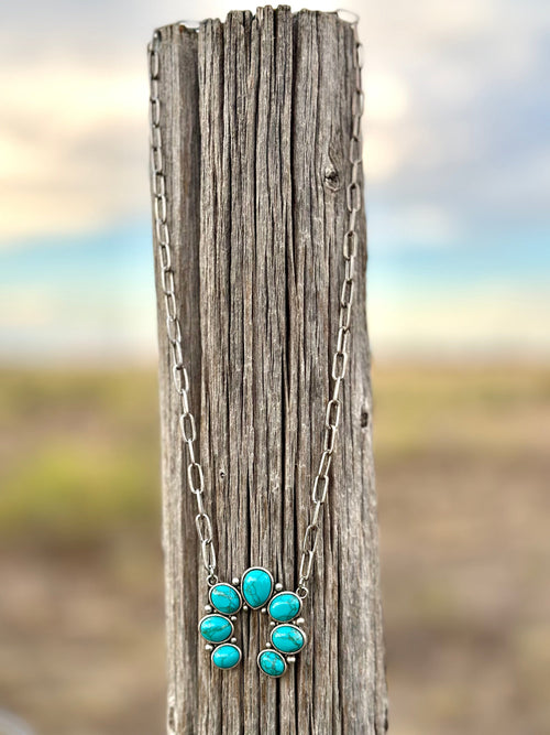 Shop Envi Me Jewelry The  Turquoise & Silver Paperclip Chain Squash Necklace