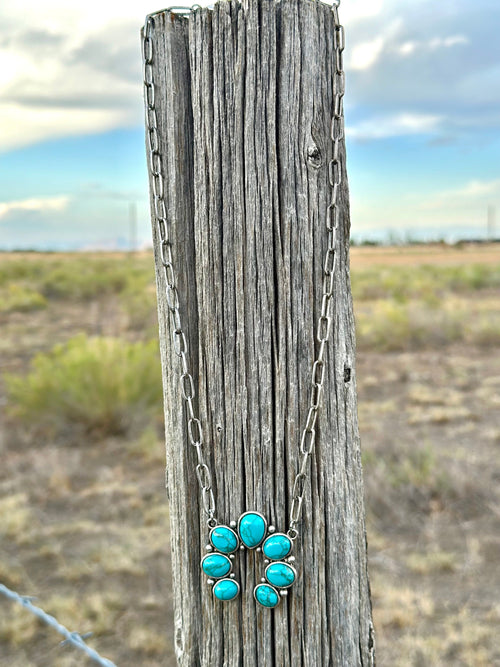 Shop Envi Me Jewelry The  Turquoise & Silver Paperclip Chain Squash Necklace