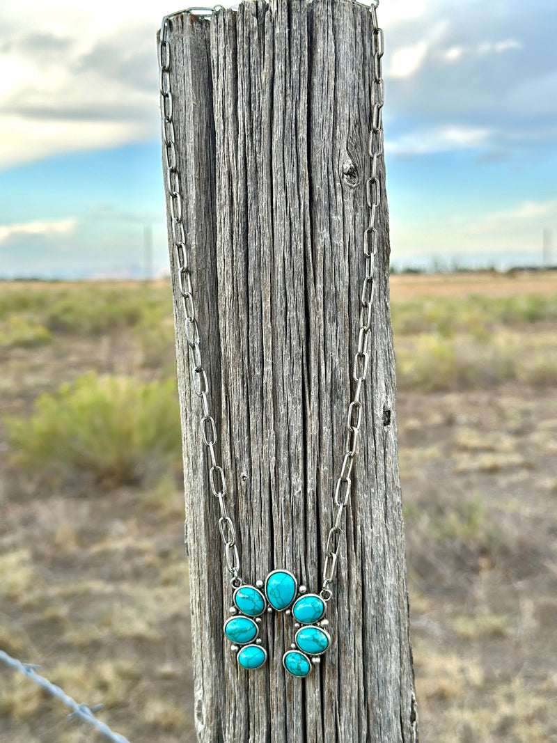 Shop Envi Me Jewelry The  Turquoise & Silver Paperclip Chain Squash Necklace