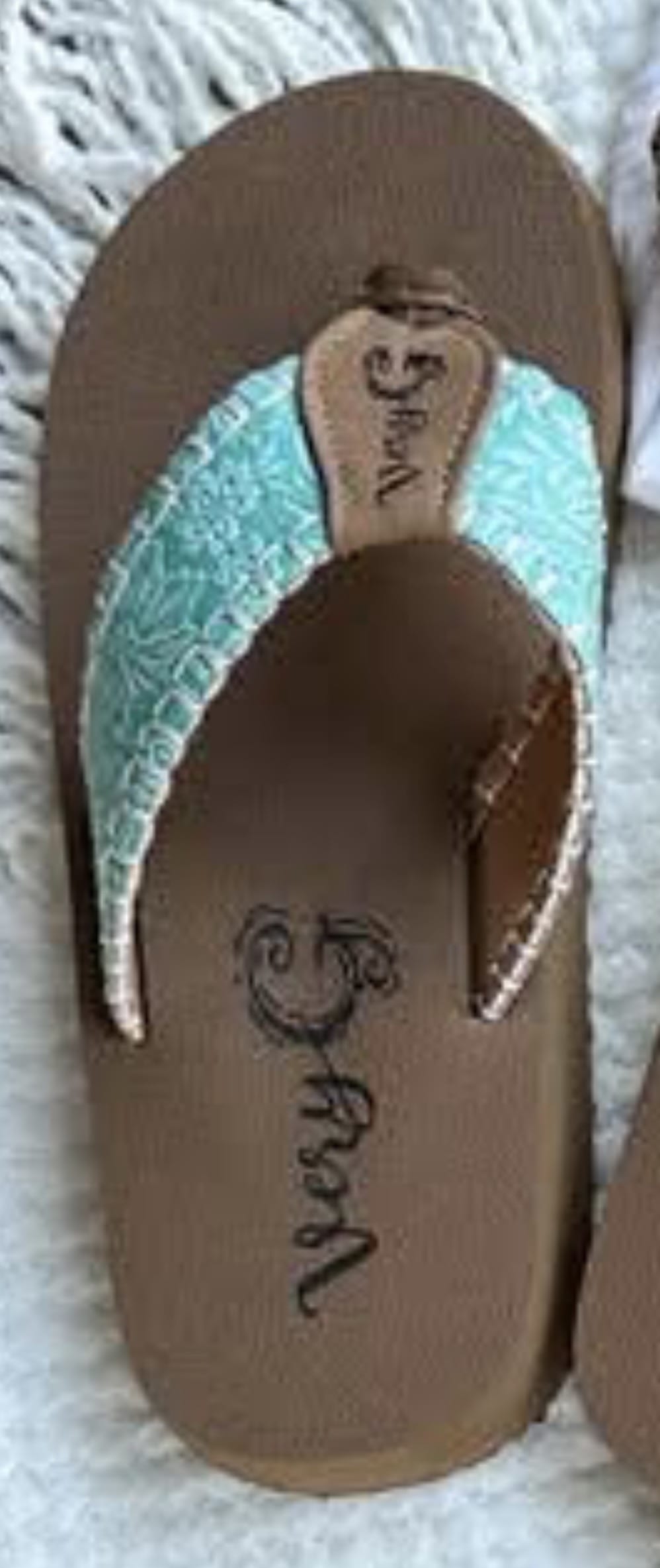 Yellow Box Footwear The Turquoise Tooled in The Desert Western Whip Stitch Flip Flop