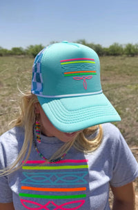 Shop Envi Me Accessories The Turquoise Trinidad Neon Bootstitch & Checkers Cap