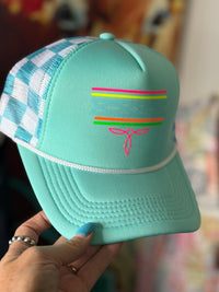 Shop Envi Me Accessories The Turquoise Trinidad Neon Bootstitch & Checkers Cap