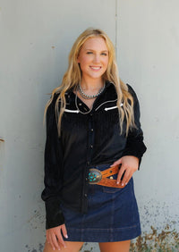 Shop Envi Me Sale The Vegas Nights Black Retro Western Satin Top