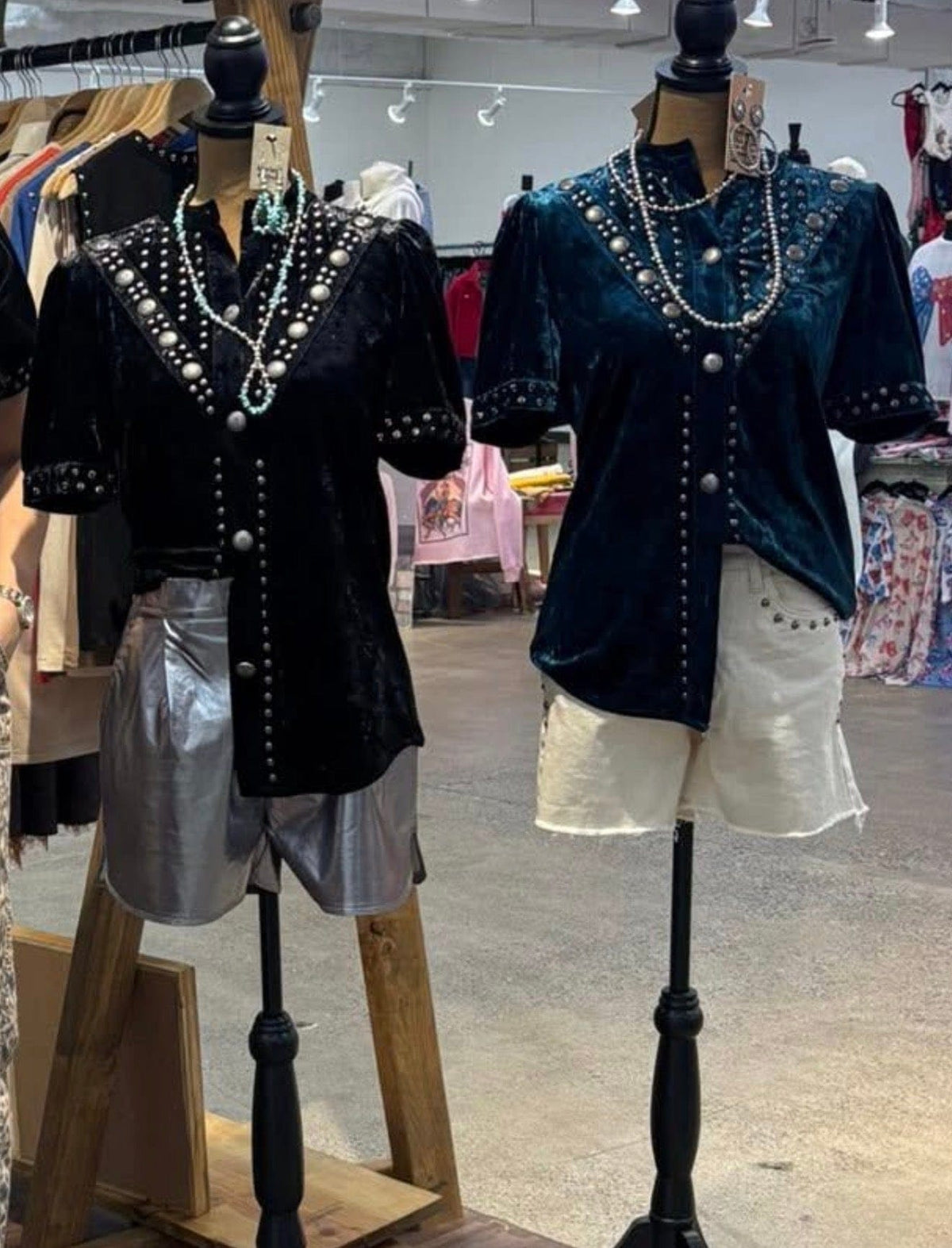 Shop Envi Me Tops and Tunics The Velvet Vaquera Studded Top