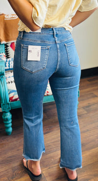 Shop Envi Me Bottoms The Vervet Bring On Fall Straight Leg Kick Flare Ankle Crop Denim