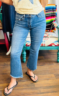 Shop Envi Me Bottoms The Vervet Bring On Fall Straight Leg Kick Flare Ankle Crop Denim