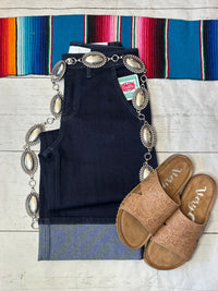 Vervet Bottoms The Vervet Dark Wash Wide Leg Ankle Crop Cuffed Denim