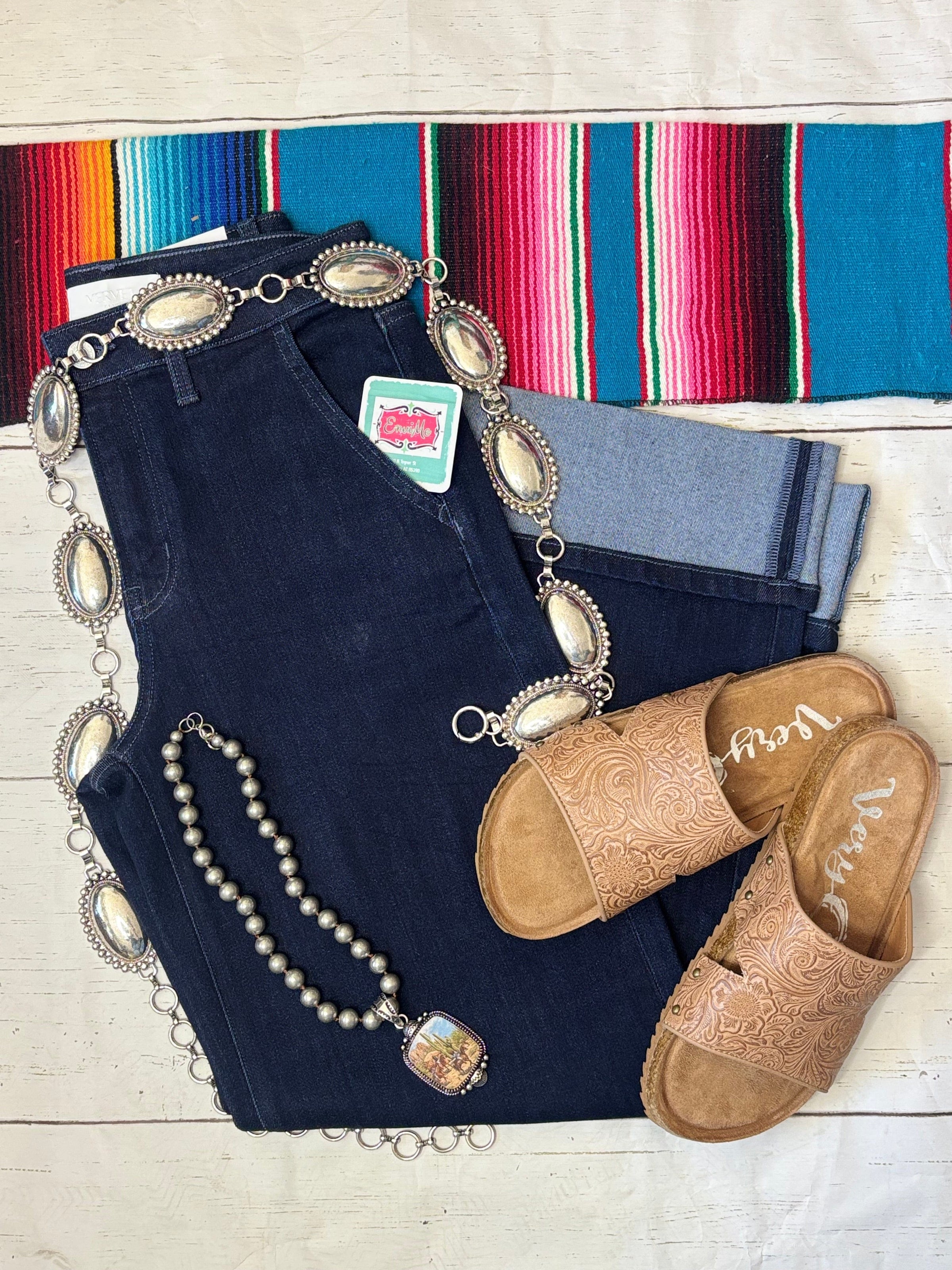 Vervet Bottoms The Vervet Dark Wash Wide Leg Ankle Crop Cuffed Denim
