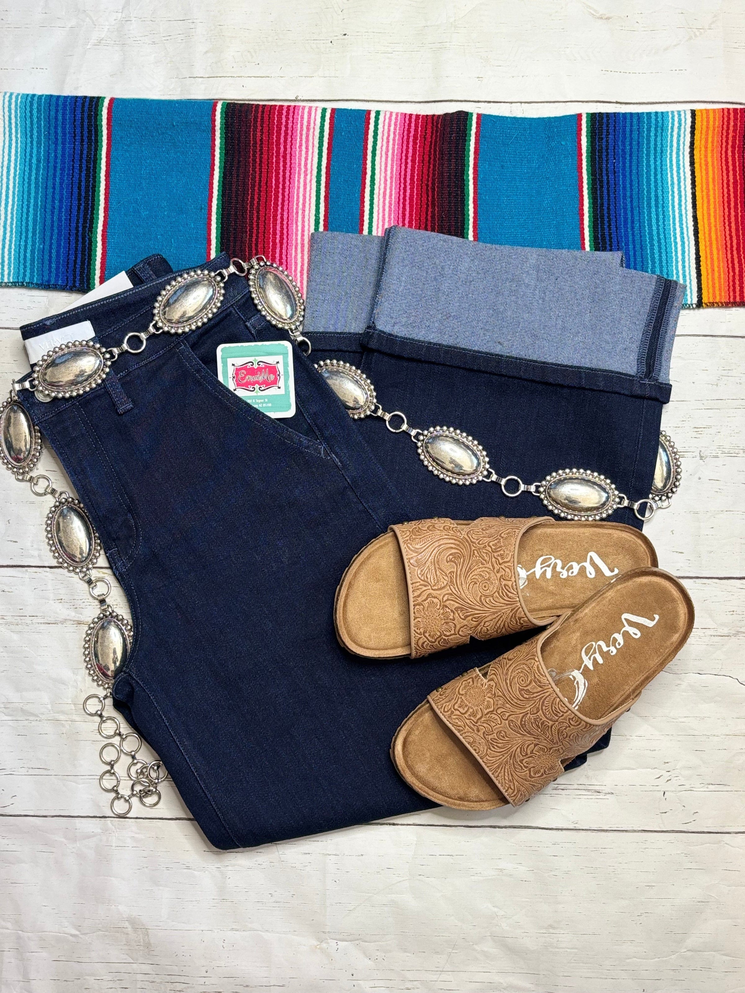Vervet Bottoms The Vervet Dark Wash Wide Leg Ankle Crop Cuffed Denim