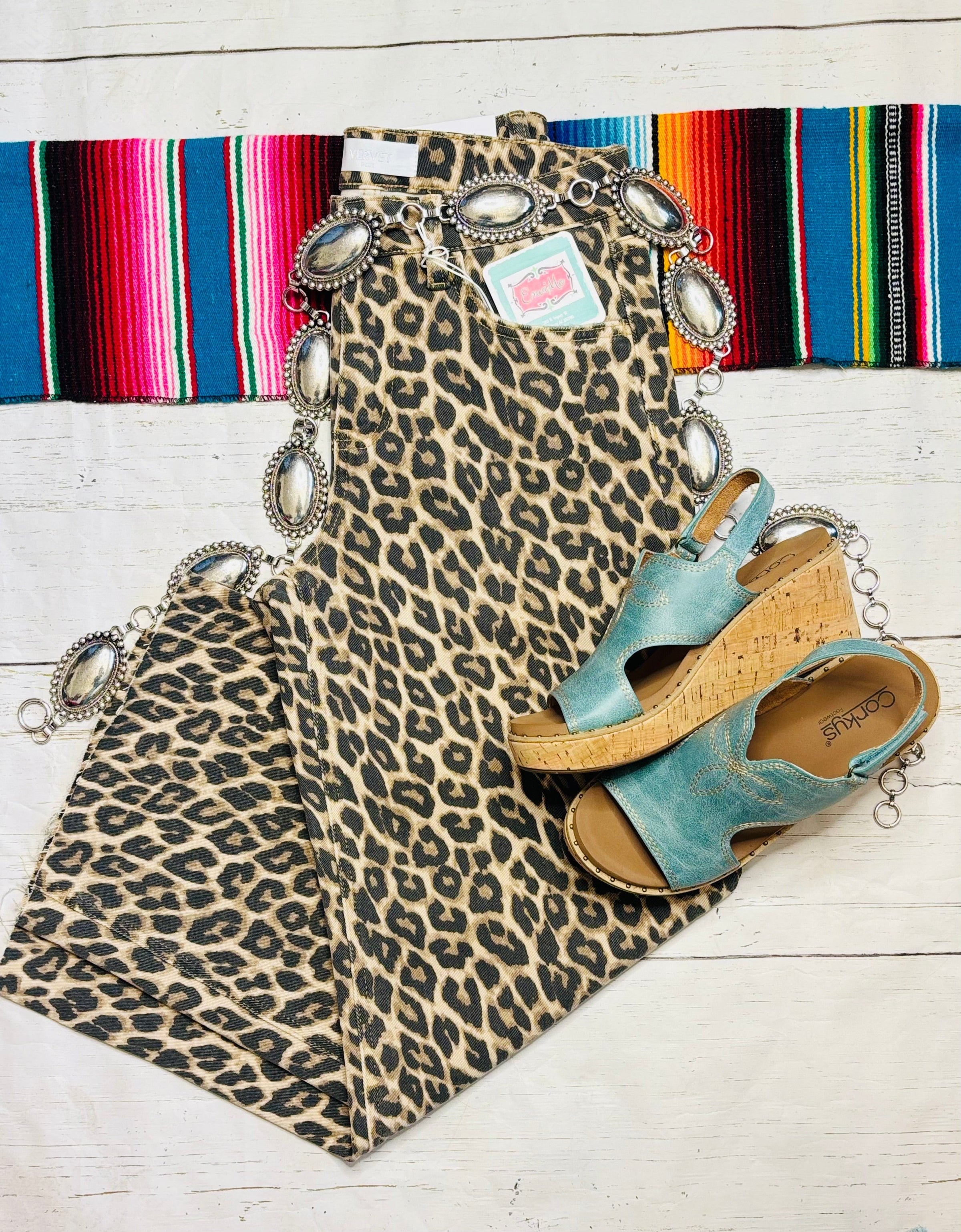 Shop Envi Me Bottoms The Vervet Outback Leopard High Rise Wide Leg Ankle Crop Denim