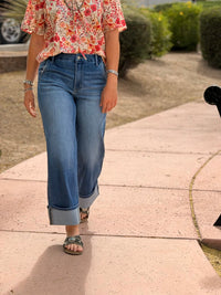 Vervet Bottoms The Vervet Summer Wide Leg Ankle Crop Cuffed Denim