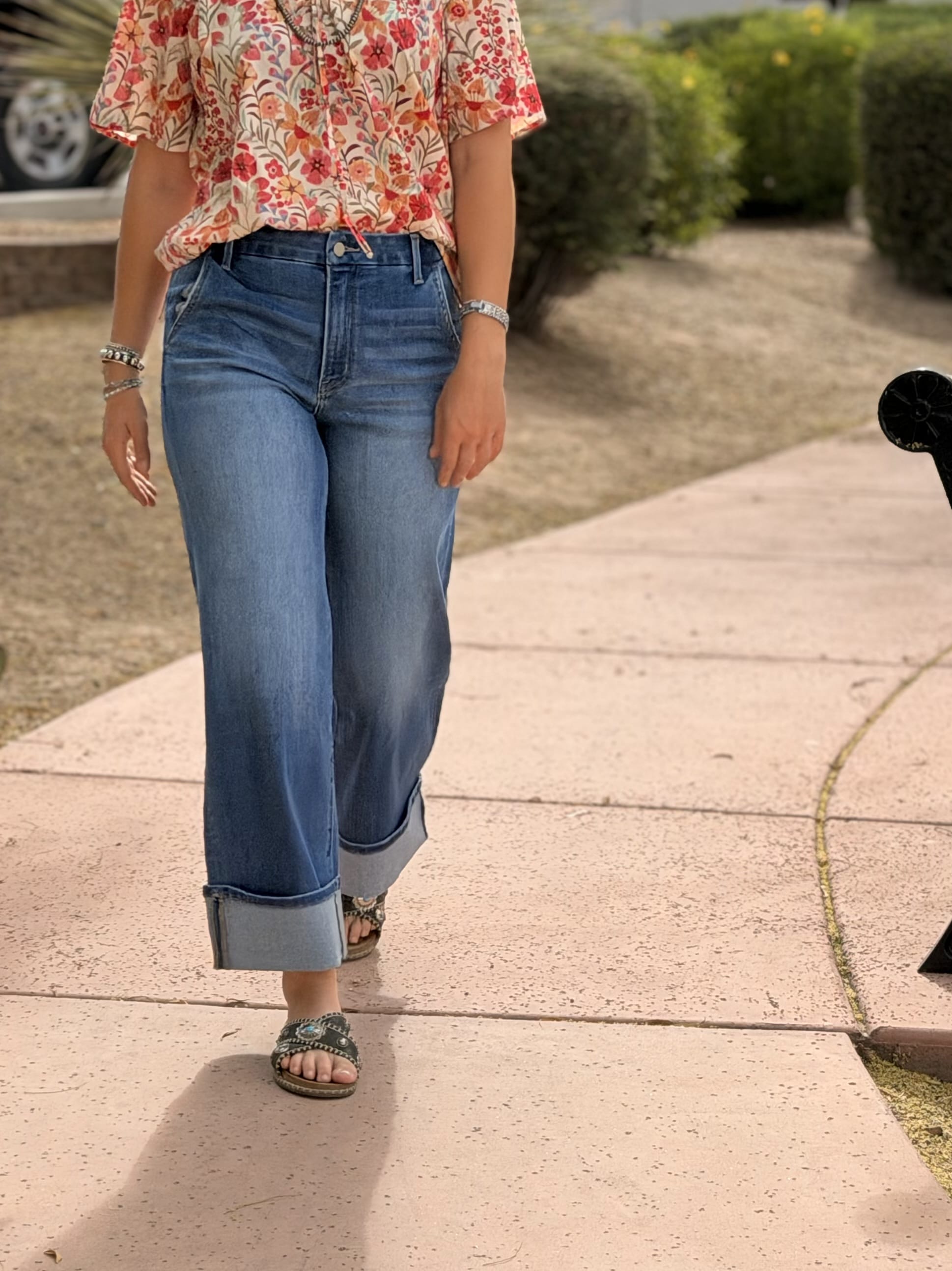 Vervet Bottoms The Vervet Summer Wide Leg Ankle Crop Cuffed Denim