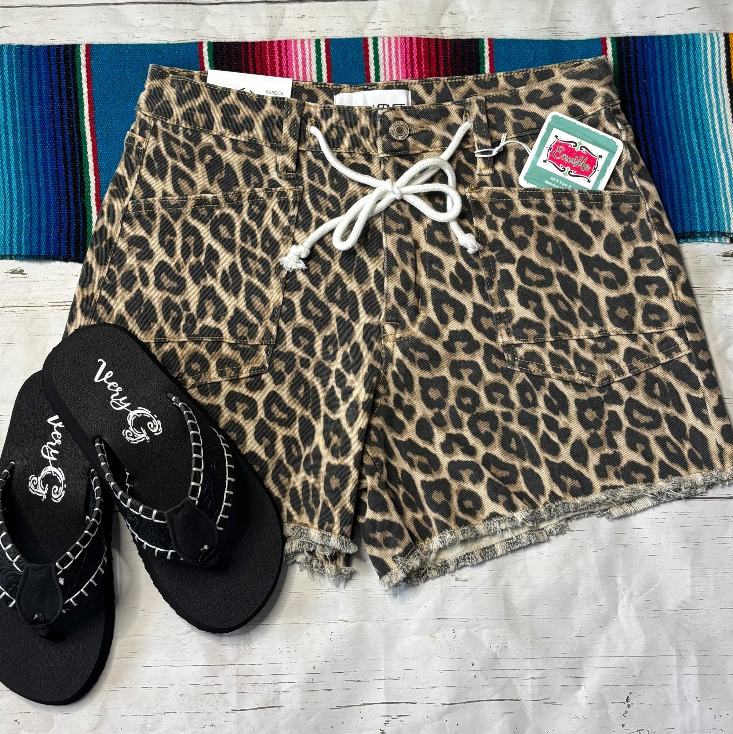 Shop Envi Me The Vervet Tie Waist Cheetah Shorts