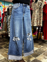 Vervet Bottoms The Vervet Wide Leg Cuffed Cropped Denim