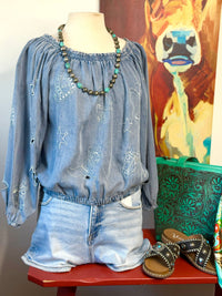 Shop Envi Me Tops and Tunics The Vintage Embroidered Rodeo  Cowboy Top (Copy)