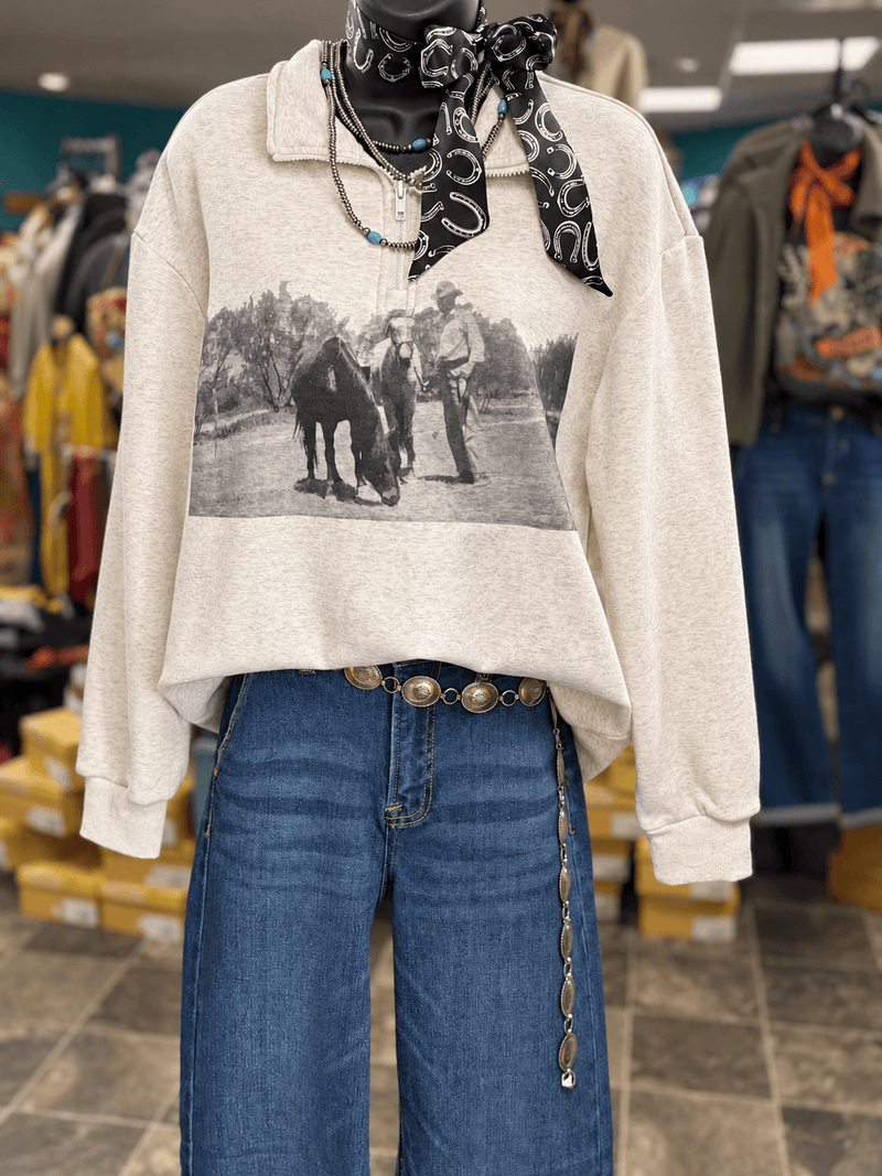 Shop Envi Me Tops and Tunics The Vintage Horse Quarter Zip Sweatshirt