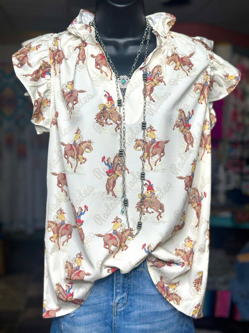 Shop Envi Me Tops and Tunics The Vintage Rodeo Ruffle Cowboy Top