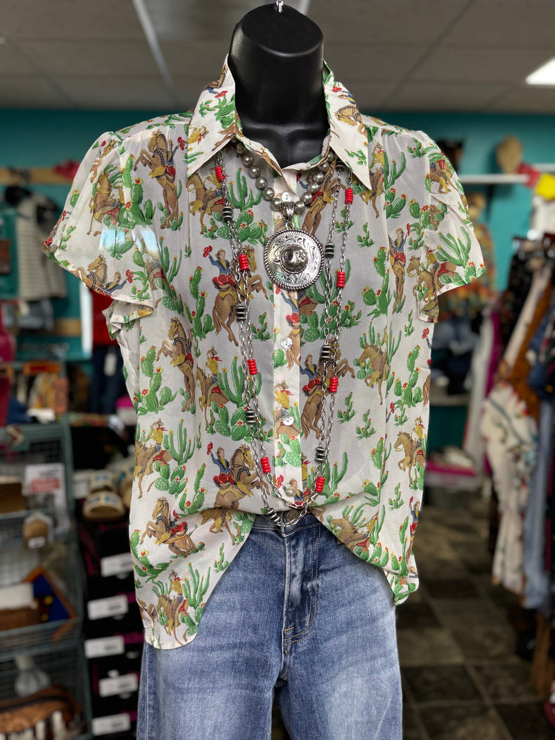 Shop Envi Me Tops and Tunics The Vintage Western Cactus 🌵Cowboy Top