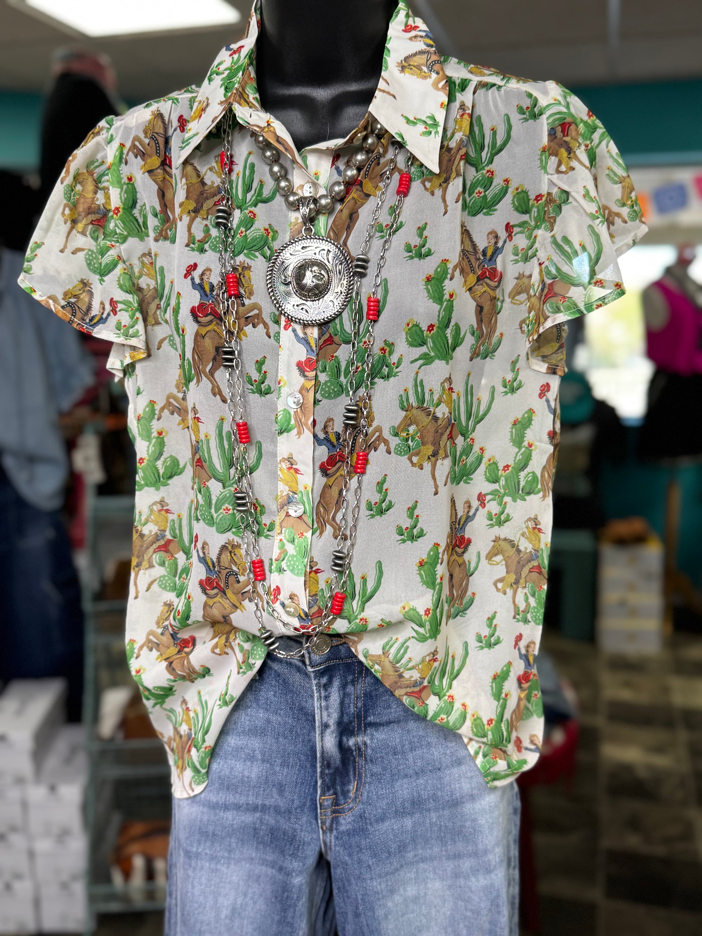 Shop Envi Me Tops and Tunics The Vintage Western Cactus 🌵Cowboy Top