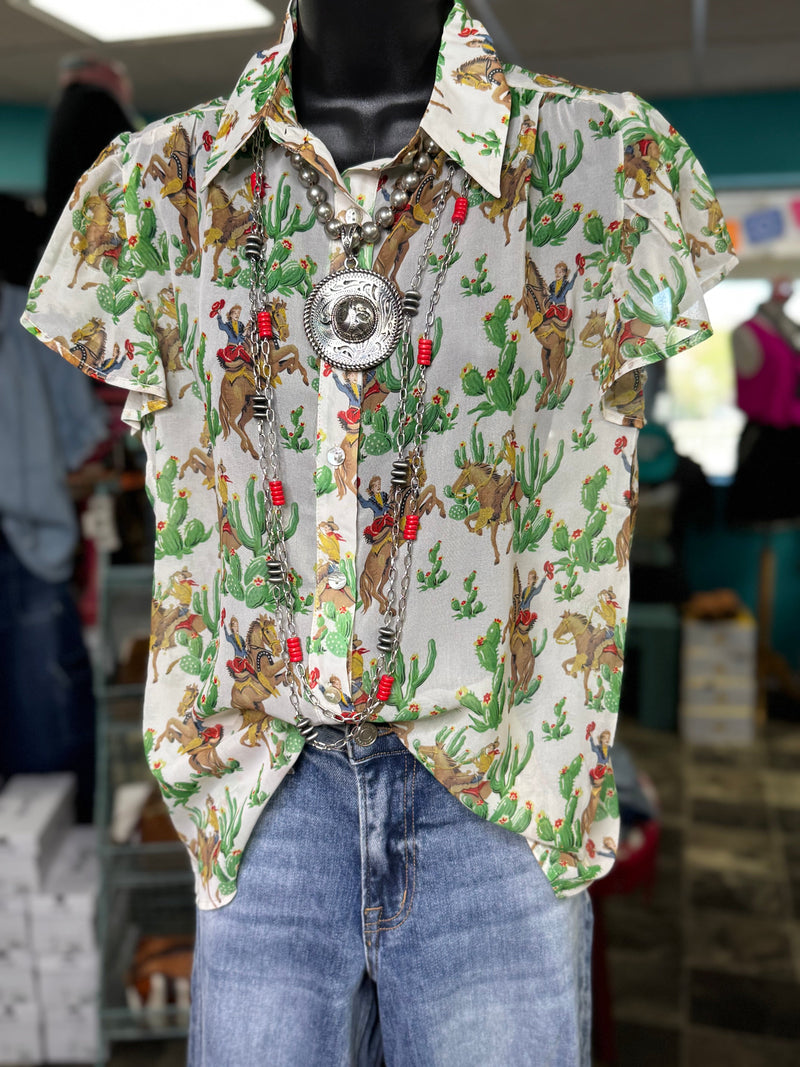 Shop Envi Me Tops and Tunics The Vintage Western Cactus 🌵Cowboy Top