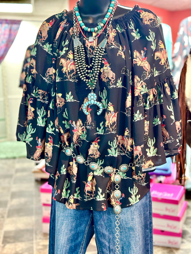 Shop Envi Me Tops and Tunics The Vintage Western Cowboy Top