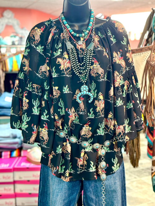 Shop Envi Me Tops and Tunics The Vintage Western Cowboy Top