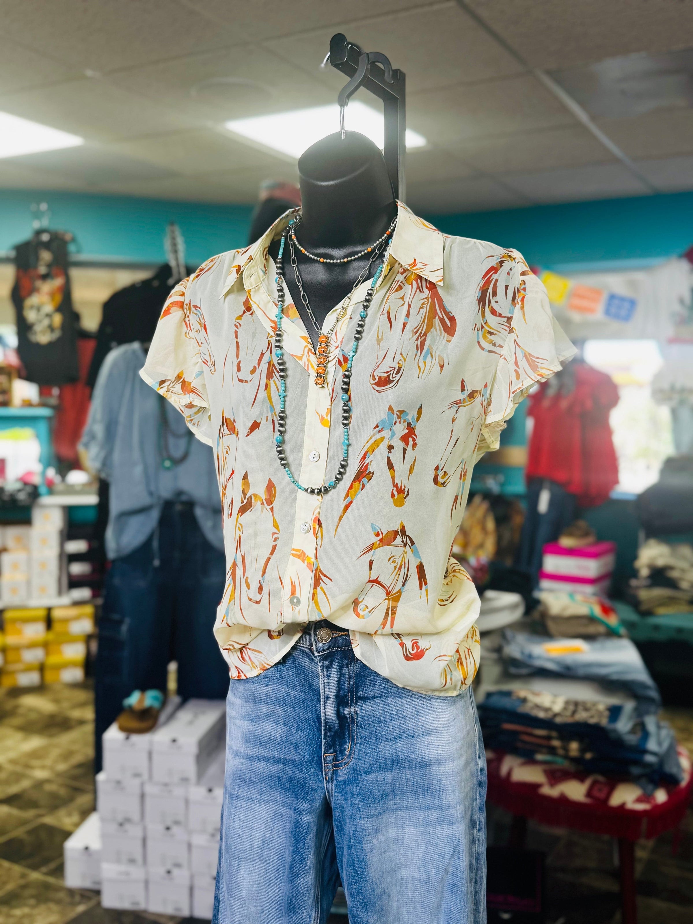 Shop Envi Me Tops and Tunics The Vintage Western Horse Top