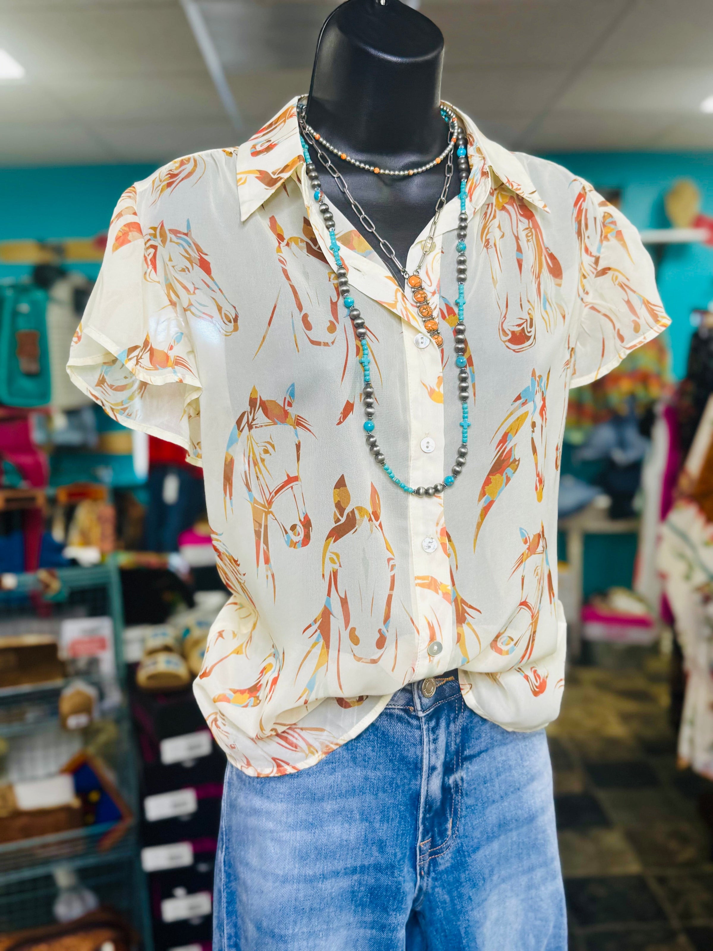 Shop Envi Me Tops and Tunics The Vintage Western Horse Top