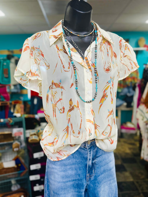 Shop Envi Me Tops and Tunics The Vintage Western Horse Top