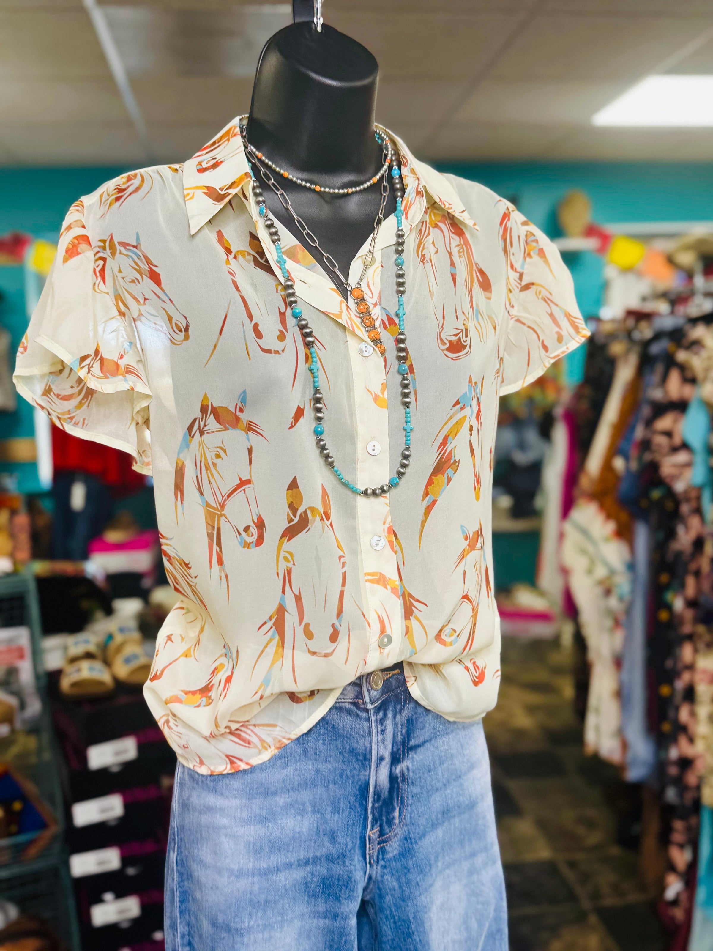 Shop Envi Me Tops and Tunics The Vintage Western Horse Top