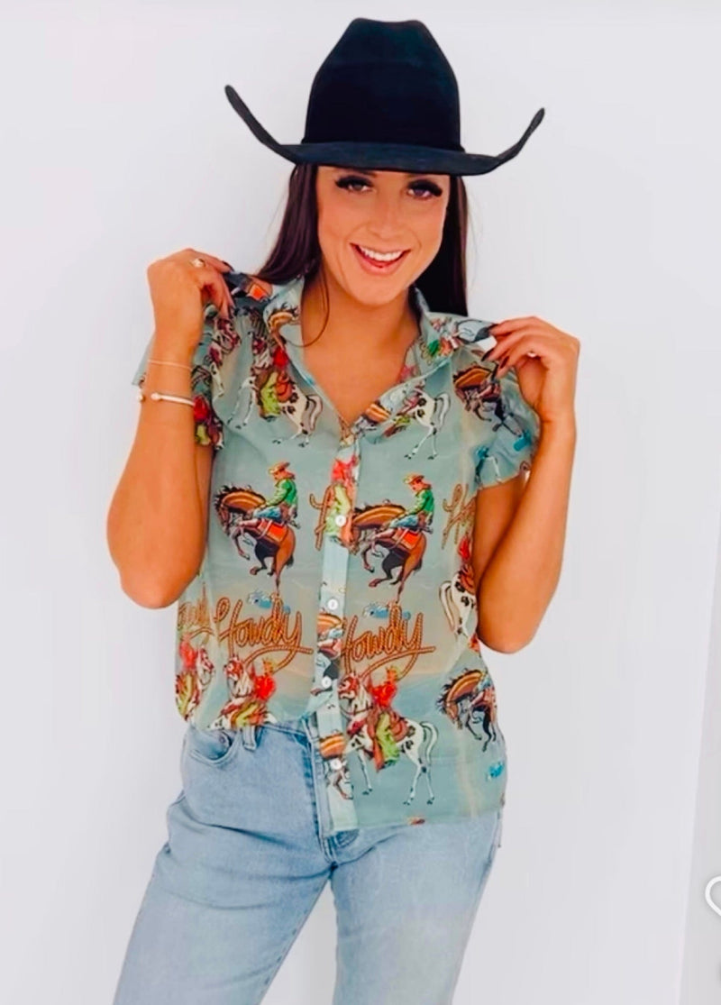 Shop Envi Me Tops and Tunics The Vintage Western Howdy🤠 Cowboy Top