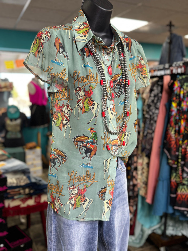 Shop Envi Me Tops and Tunics The Vintage Western Howdy🤠 Cowboy Top