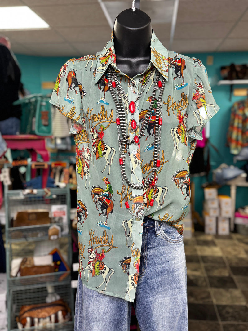 Shop Envi Me Tops and Tunics The Vintage Western Howdy🤠 Cowboy Top