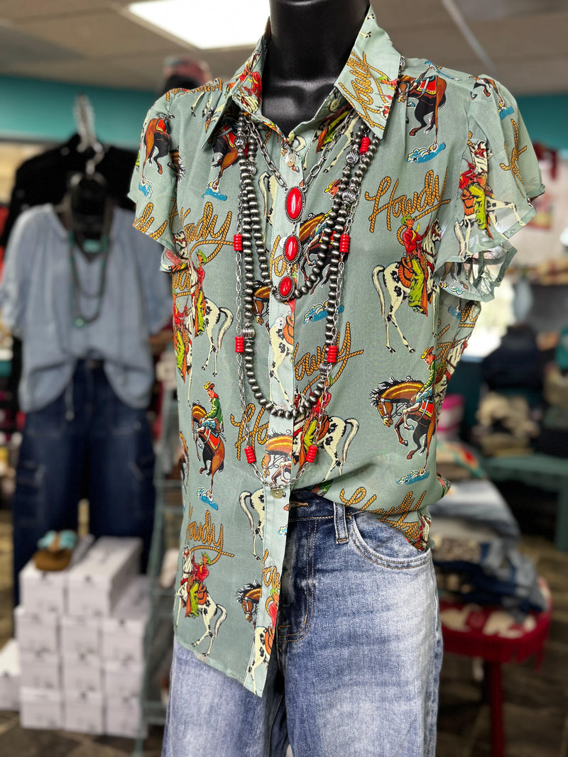 Shop Envi Me Tops and Tunics The Vintage Western Howdy🤠 Cowboy Top